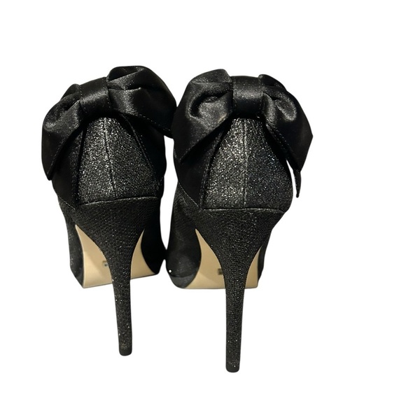 NWOT MENBUR Extravagante Black Glitter Back Bows Heels Stilettos EU40 US9-9.5 - Picture 7 of 10